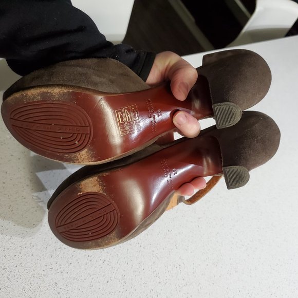 Chie Mihara micro suede leather heals - fringe t strap front - Picture 9 of 12